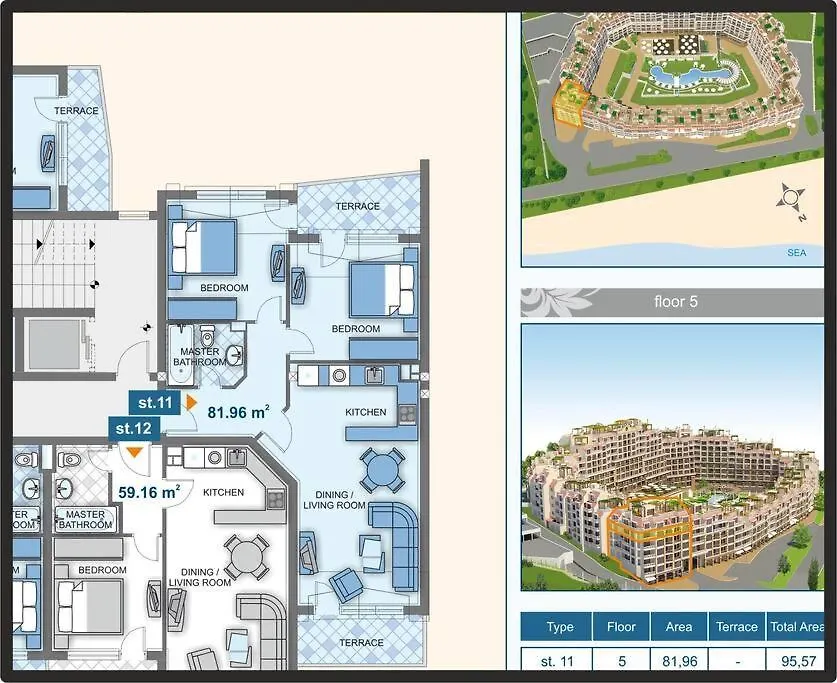 Beachfront Panoramic Flat @ South Bay Residence 瓦爾納 0*,  保加利亚